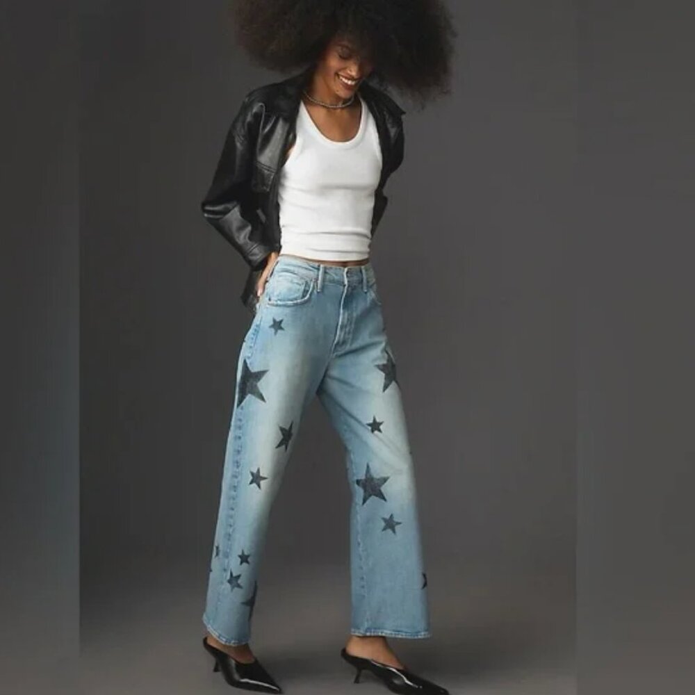 MOTHER The Dodger High Rise Ankle Wide Leg Jeans in Star Crossed, 29